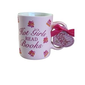 Hot Girls Read Books Mug - Bows Pink Book Addict By Sunday Morning Ceramics